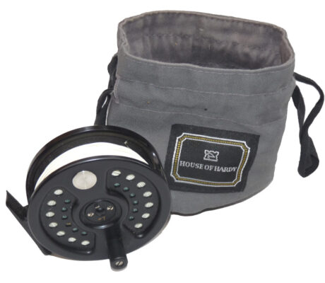 House of Hardy Sovereign 2000 #7 Limited Edition fly reel, No.90. black finish with Hardy pokey bag