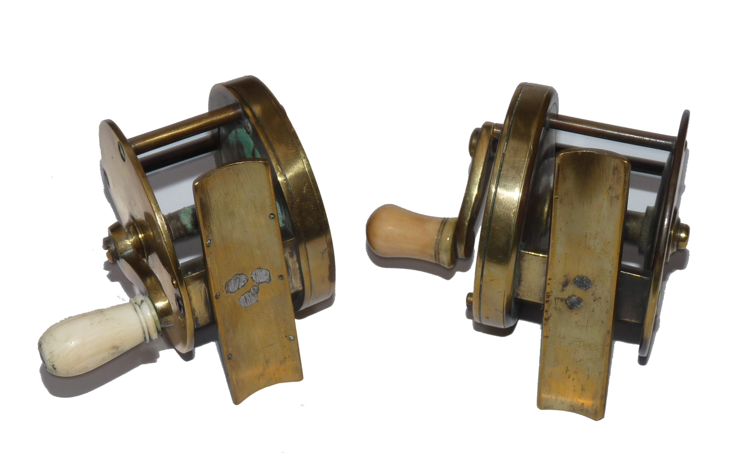 Brass winch 2.25" and a single wind reel c 1870 multiplier fishing reel for collector (2) - Image 4