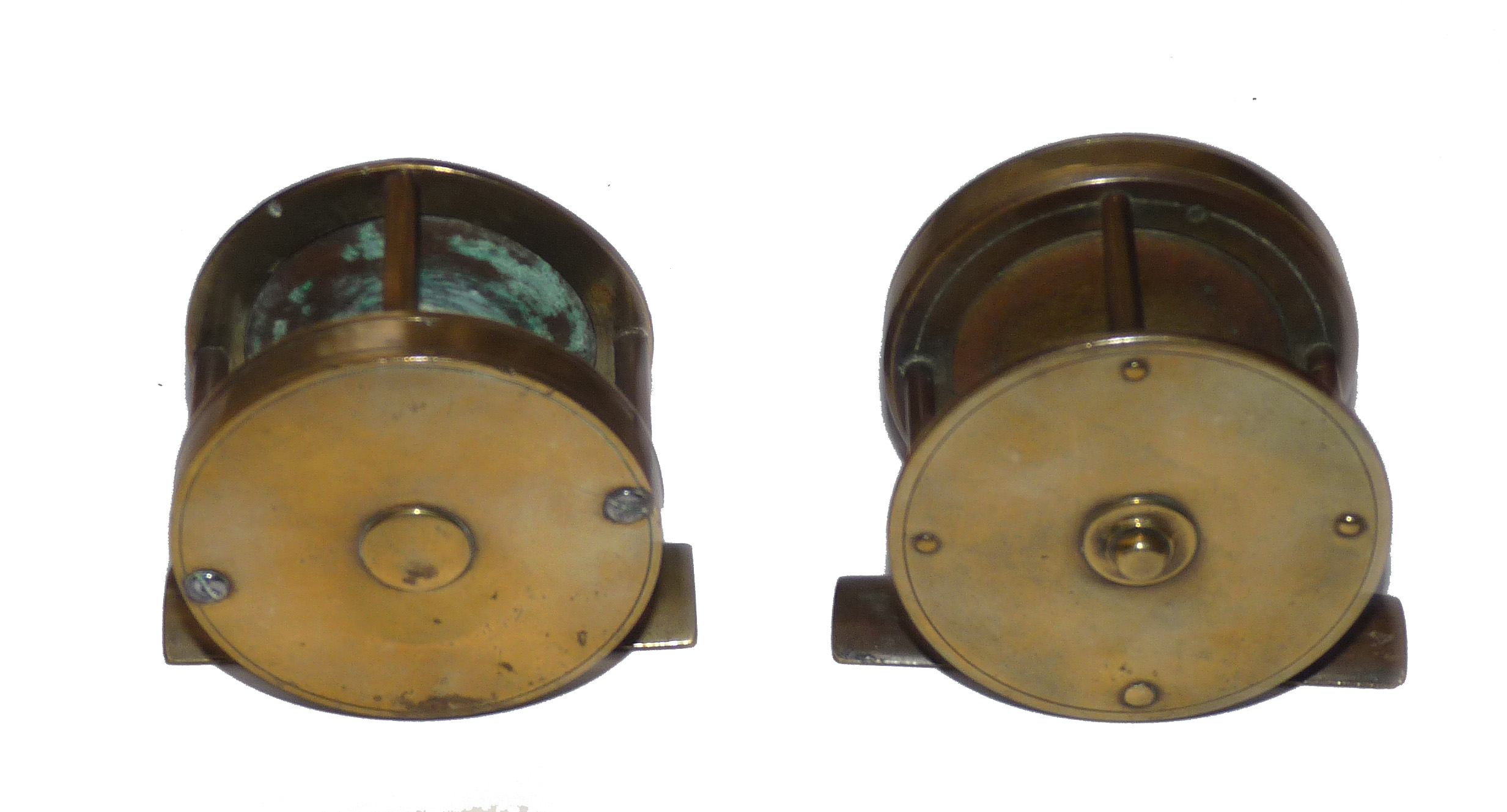 Brass winch 2.25" and a single wind reel c 1870 multiplier fishing reel for collector (2) - Image 2