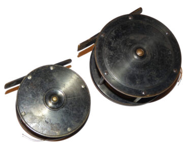 Alternative view of W. Garden Aberdeen 3.75" & trout 3" antique brass Birmingham fly reels