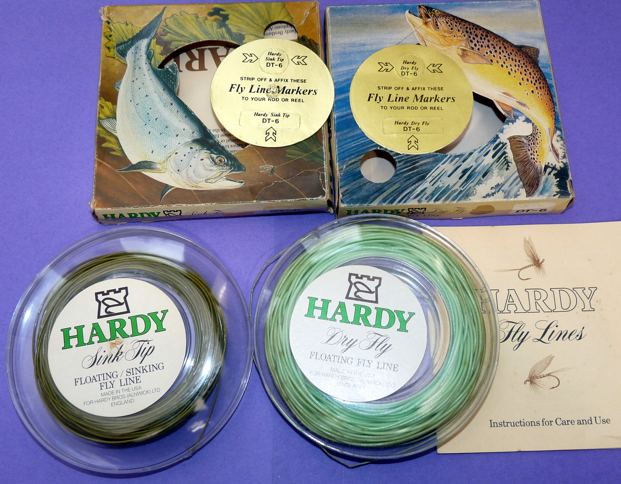 Hardy Sink Tip DT-6 + Hardy Dry Fly DT-6 trout fly lines, used boxed