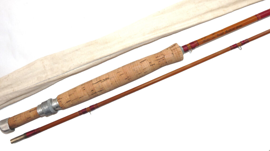 Alternative view of Farlow Parabolic Sawyer Still Water 9’6”, two piece split cane rod, Made from Pezon et Michel cane.