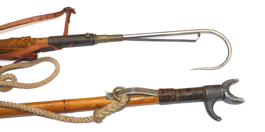 Hardy vintage bamboo shaft combined wading staff and gaffs x 2 to display