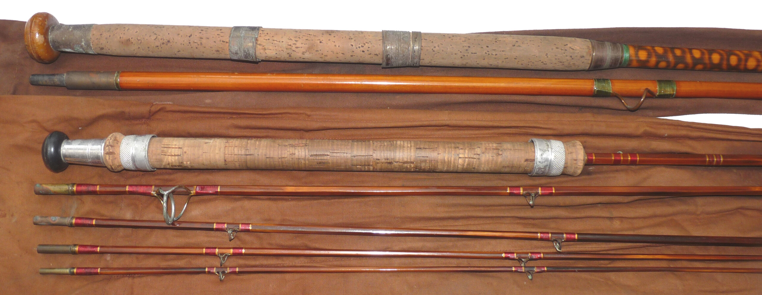 Lindop Combination rod 5 piece split cane making up a 9’ fly or 7’ spinning + a Pike rod