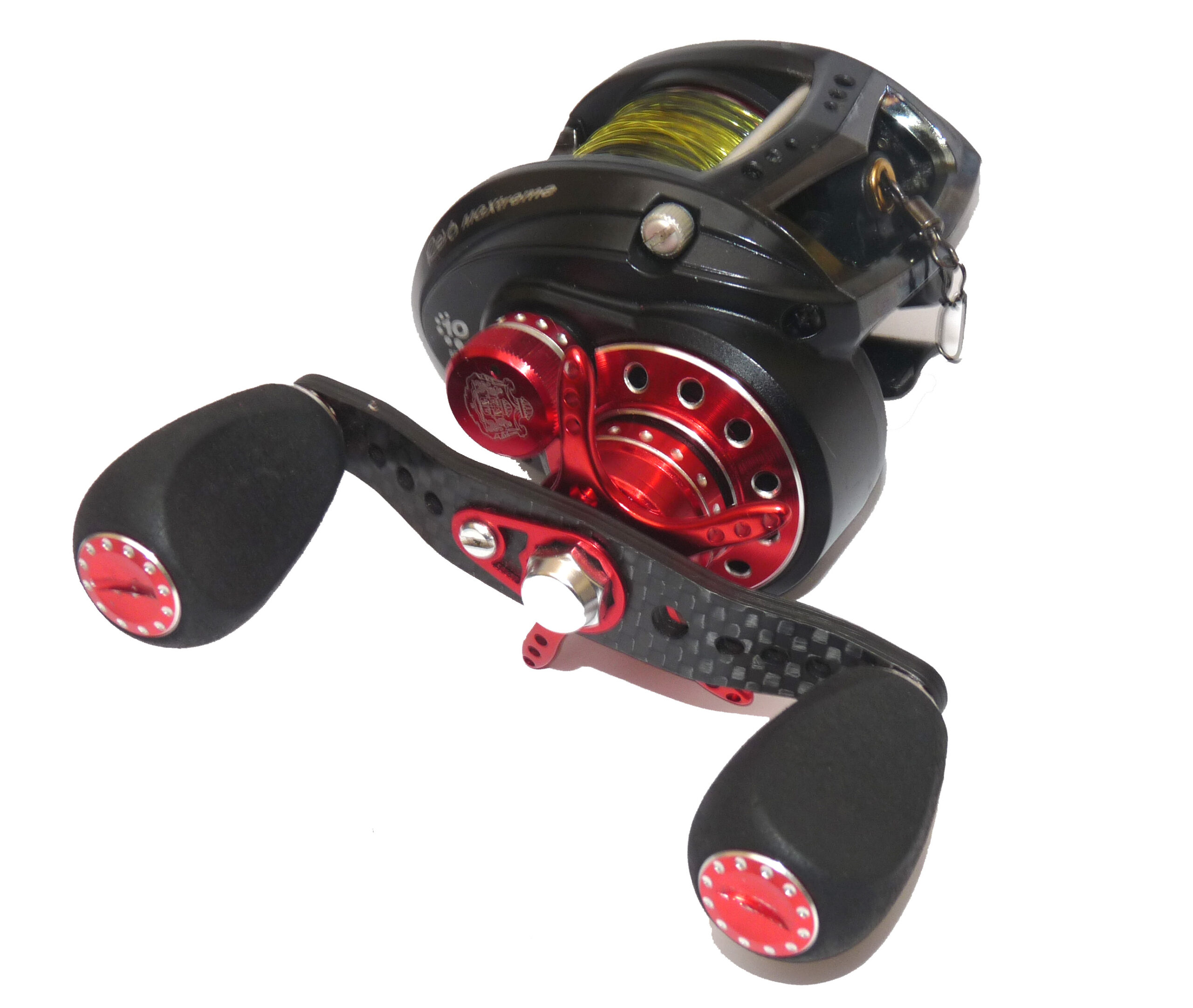 Abu Revo MGXtreme low profile multiplier reel in black- red accents. 10 bearing perch pike bass trout