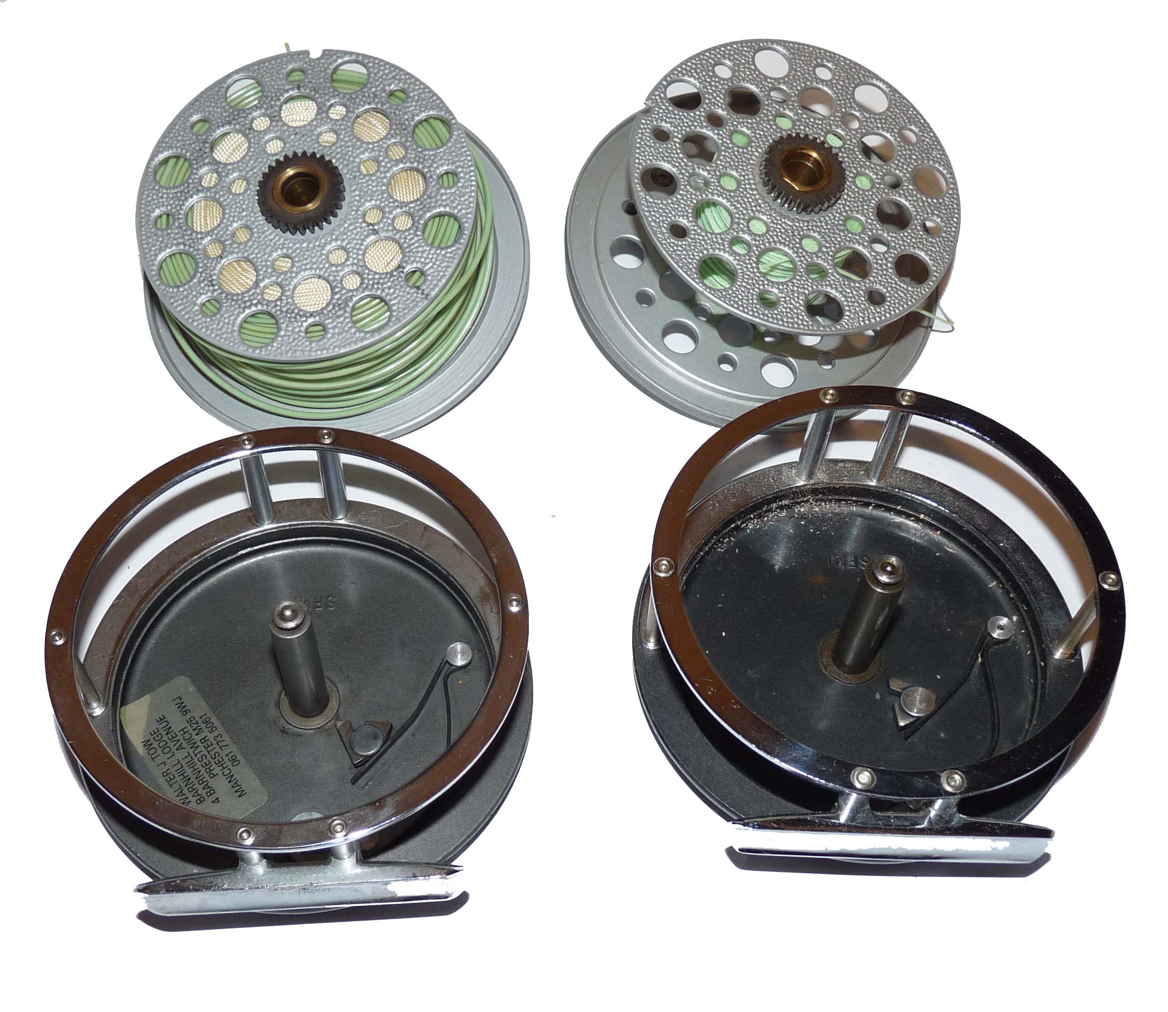 2 J W Young Beaulite alloy salmon fly reels for Shakespeare + WF10-i line to fish - Image 3