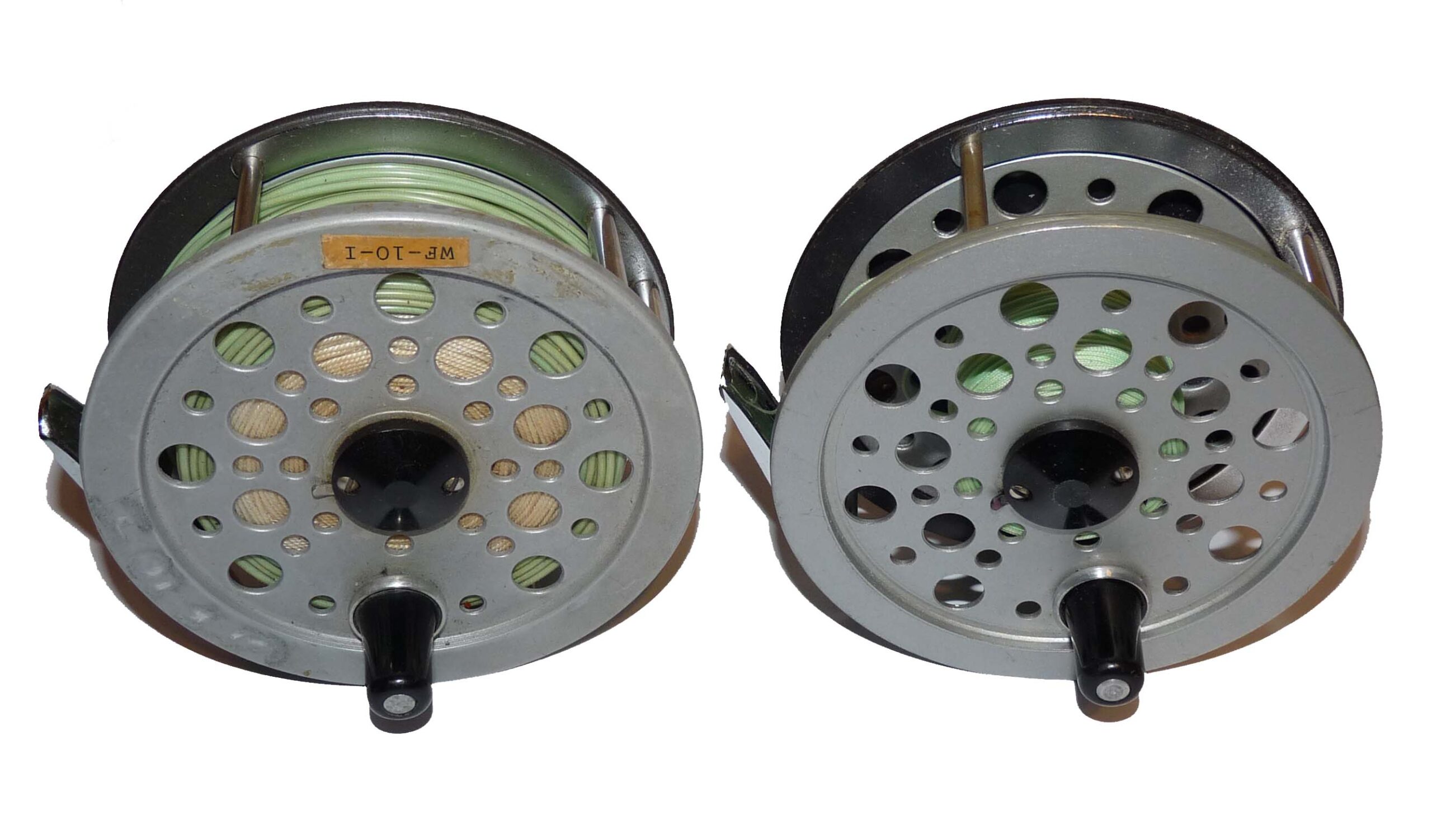 2 J W Young Beaulite alloy salmon fly reels for Shakespeare + WF10-i line to fish