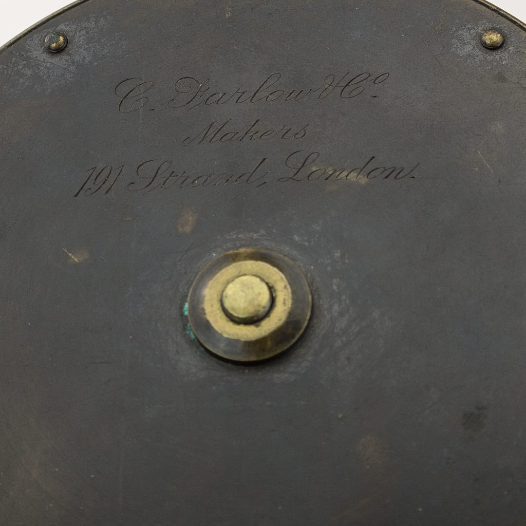 Farlow 4 3/8" antique brass salmon fly reel c1890 - Image 2