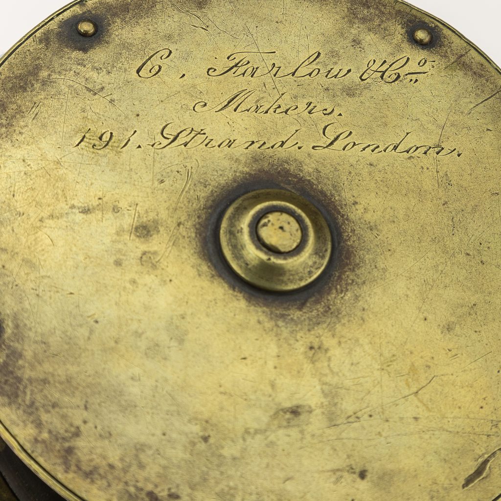 Farlow 4" antique brass plate wind reel - Image 3