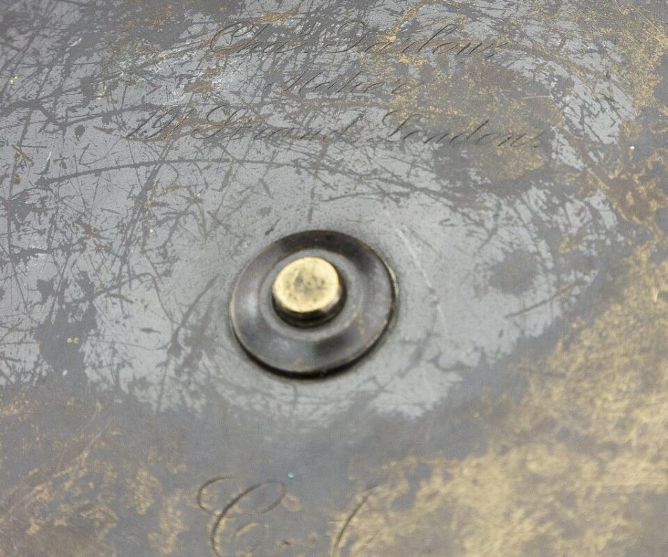 Alternative view of Chas Farlow 4.5" all brass antique plate wind salmon fly reel c1890