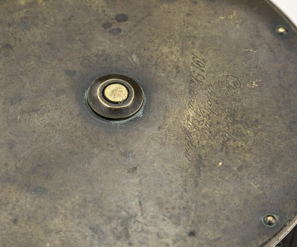Alternative view of C. Farlow 4.75" antique all brass salmon fly reel c 1890