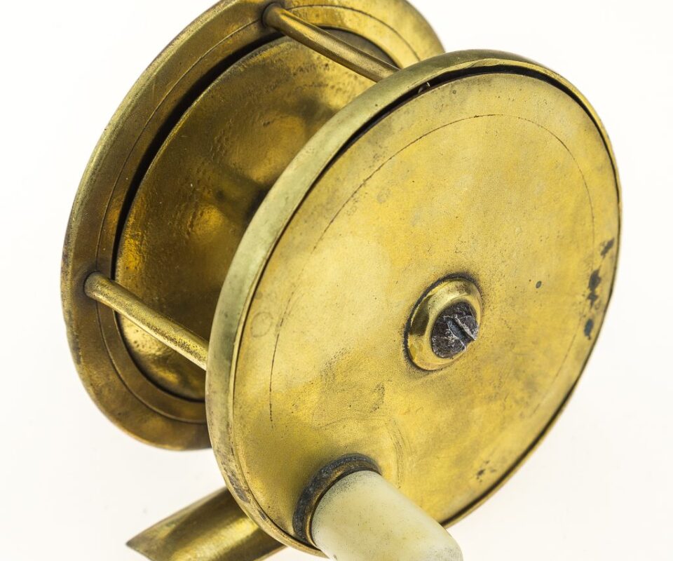 Farlow London 3" brass plate wind reel c1880