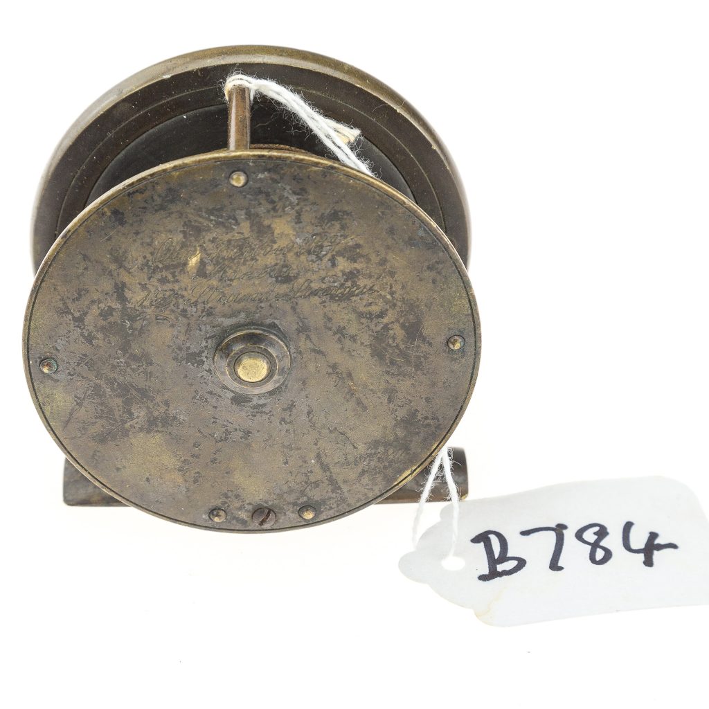 Chas Farlow & Co. 3" brass plate wind fishing reel. Engraved 191 Strand, London. - Image 4