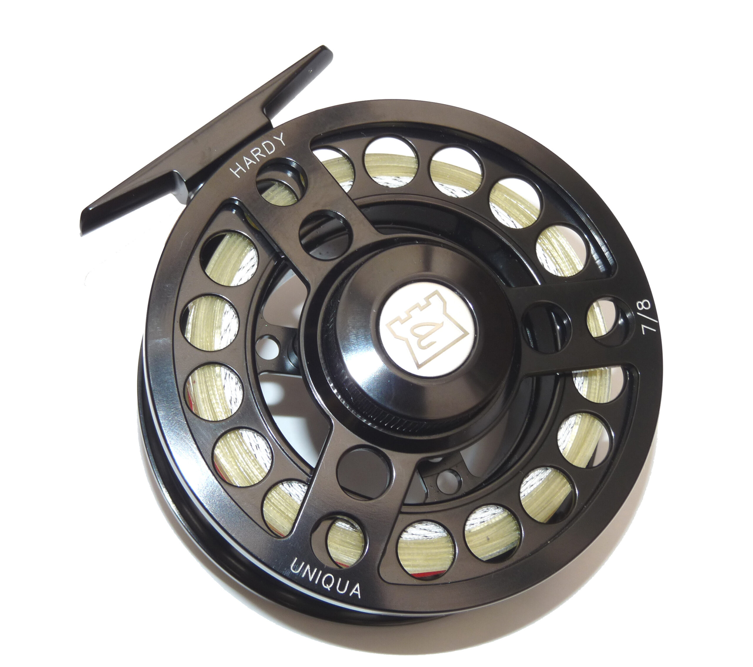 Hardy Uniqua 7/8 large Arbor black edition fly reel, line & case, mint - Image 3