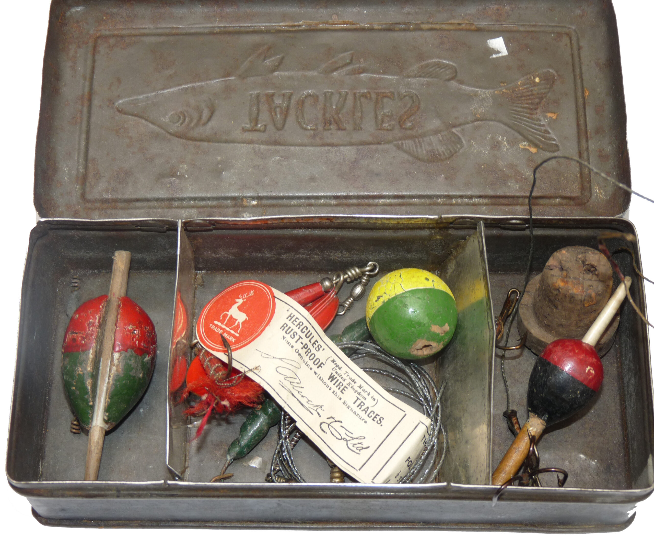 3 Milward Bartleet Tackles Tins antique Pike Salmon + floats lures c1900 - Image 5