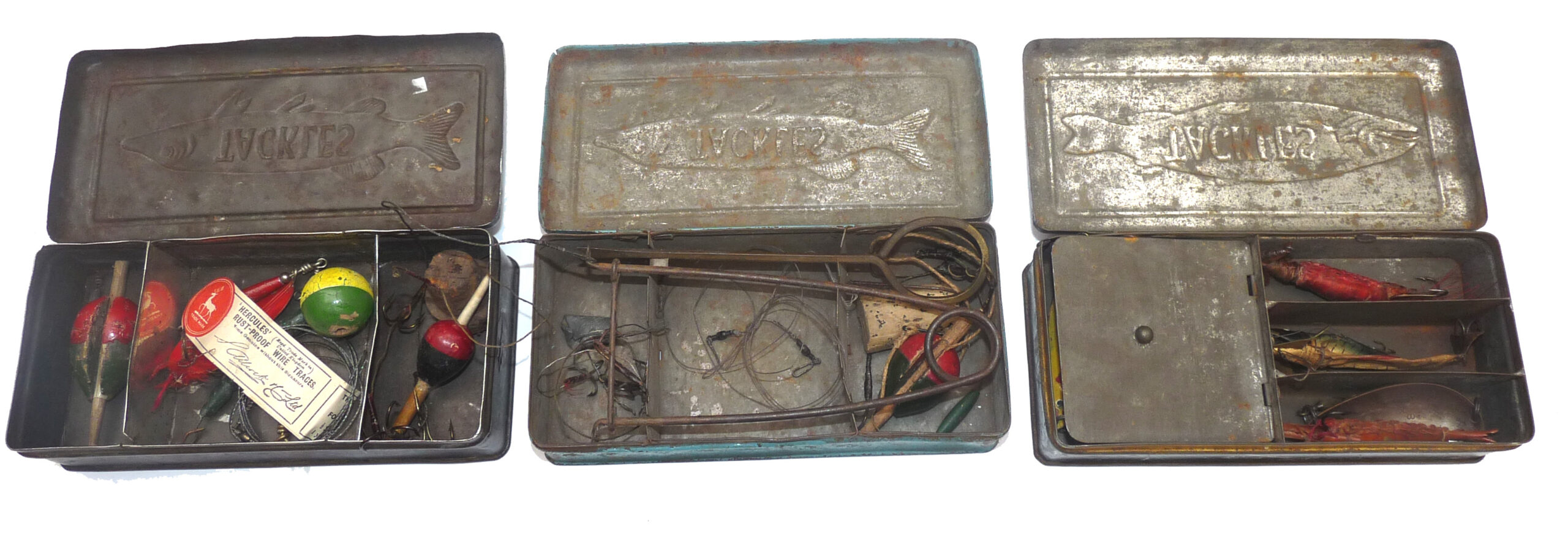 3 Milward Bartleet Tackles Tins antique Pike Salmon + floats lures c1900 - Image 6