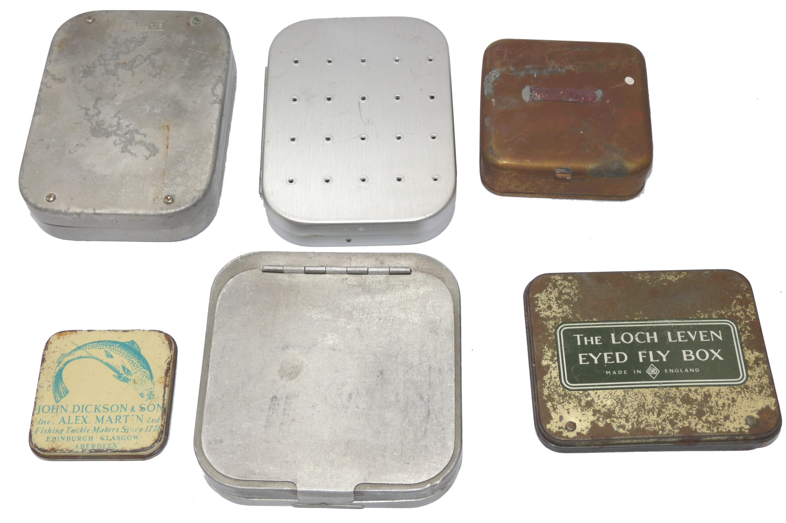 6 Wheatley + other vintage pocket fly boxes, salmon, sea trout + trout flies + Loch Leven box - Image 2