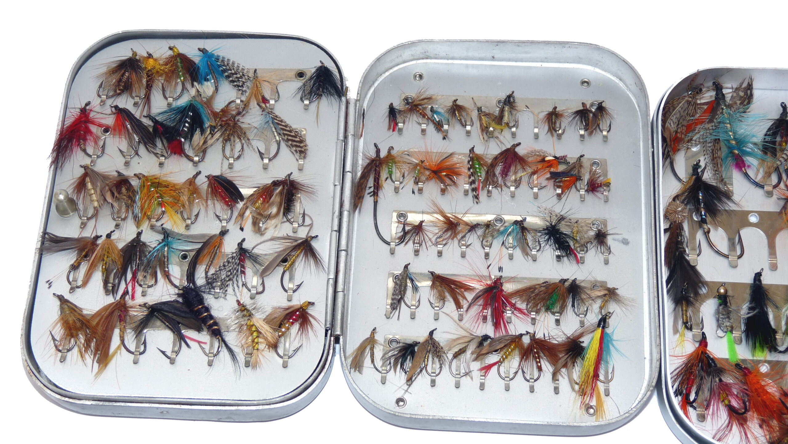6 Wheatley + other vintage pocket fly boxes, salmon, sea trout + trout flies + Loch Leven box - Image 4