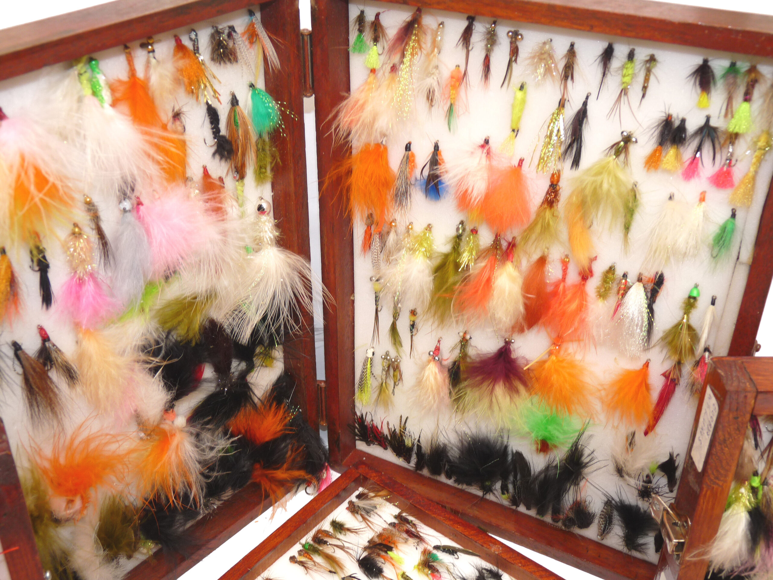 6 wood pocket fly fishing boxes holding hundreds 100's trout grayling sea trout flies lures - Image 6