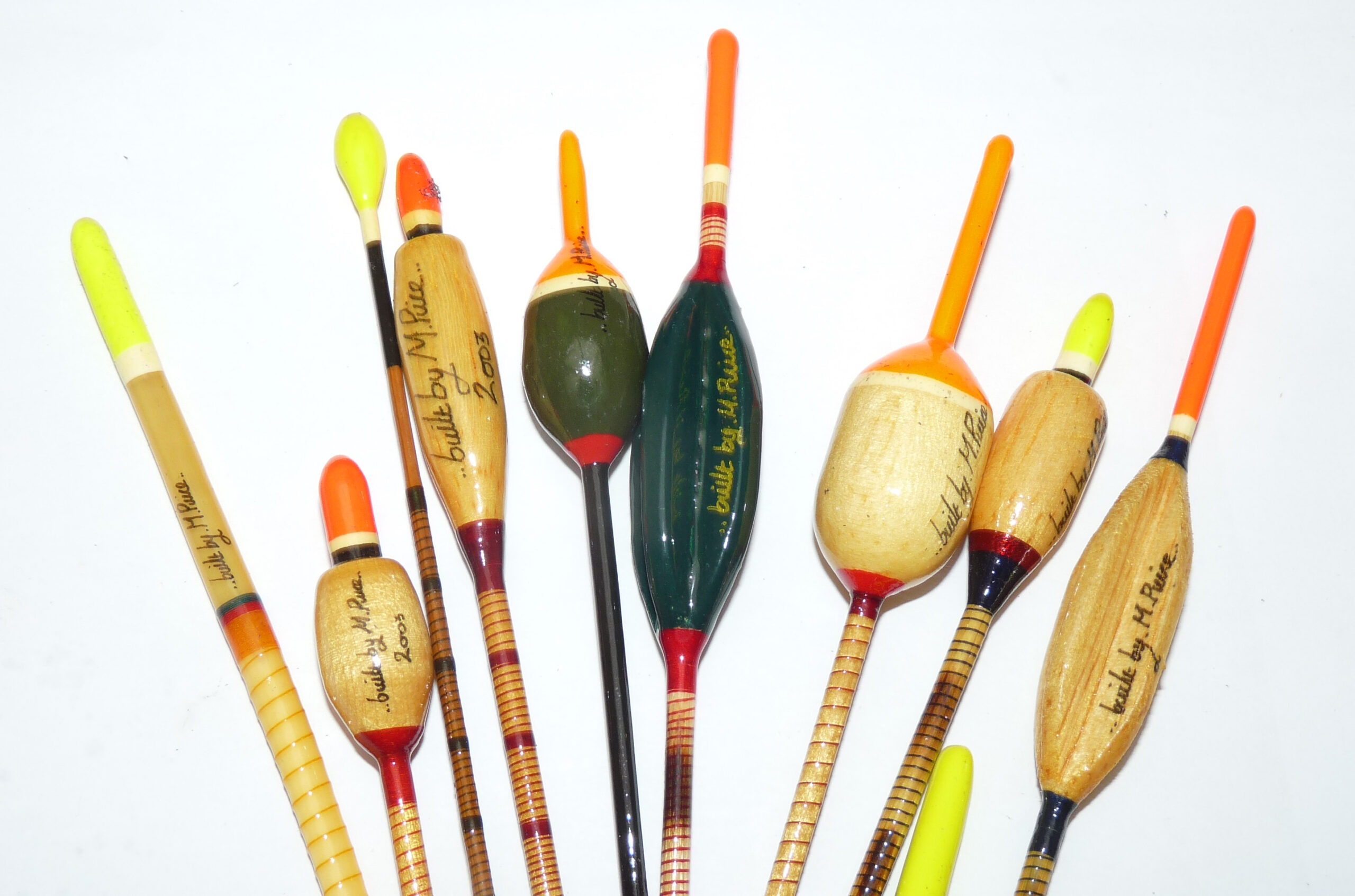 10 Mark Price hand made coarse fishing floats dated 2003 Avon chub fluted perch bobber antenna Lot 9 - Image 2