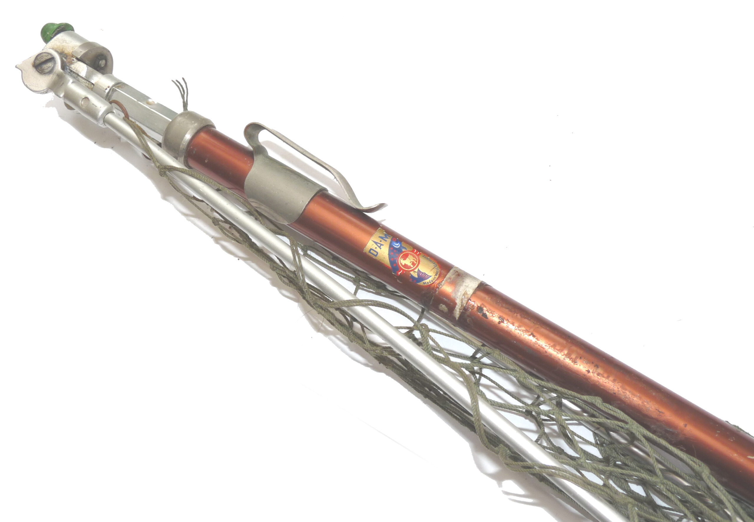 DAM West Germany vintage alloy folding landing net in good collector user condition Goat Logo