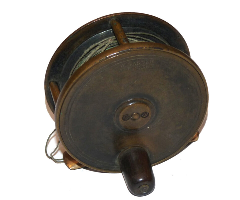 W Garden Aberdeen 3" brass fly reel c 1900 with all original bronzing