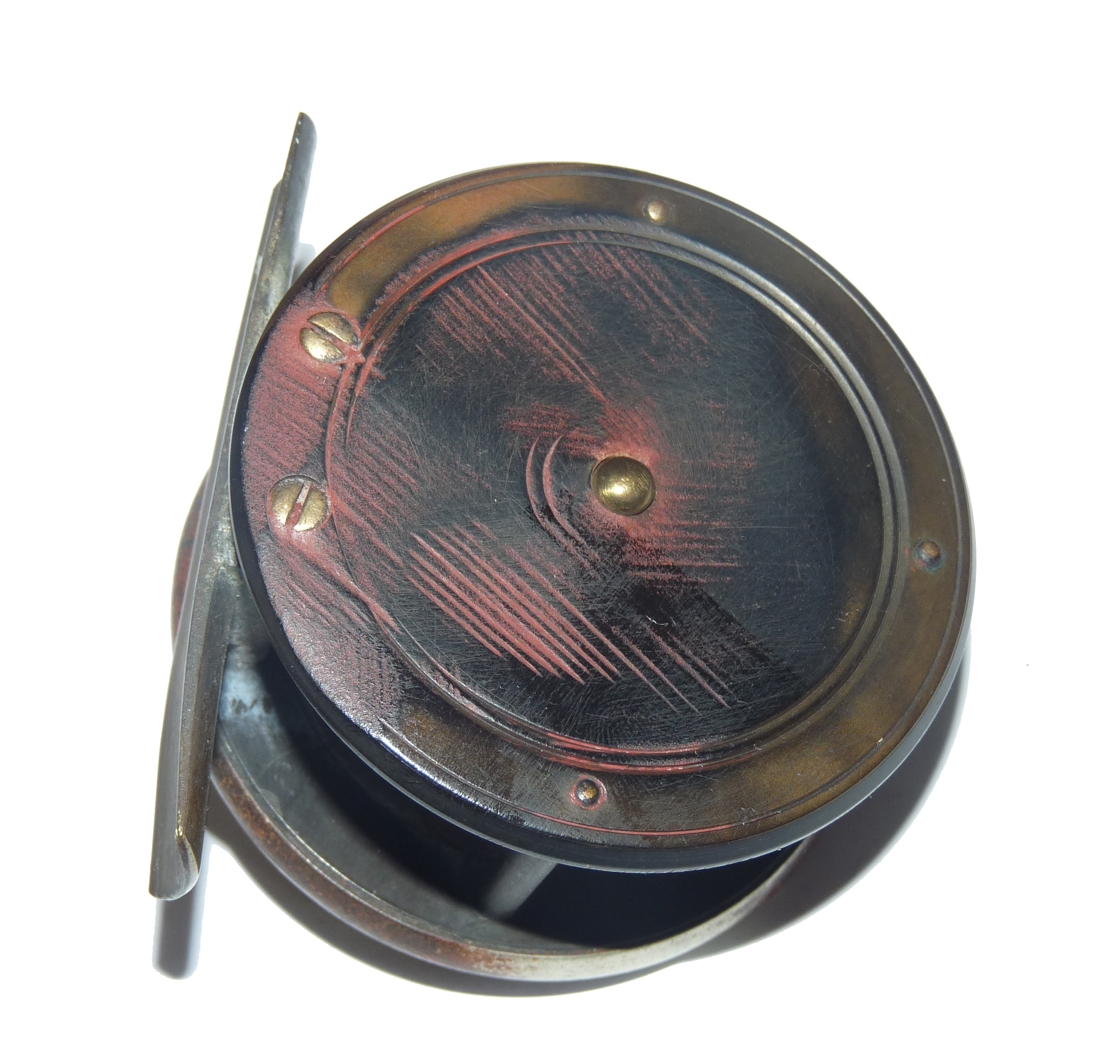 Antique J Gillett, London 2 1/2” ebonite and brass plate wind reel - Image 3