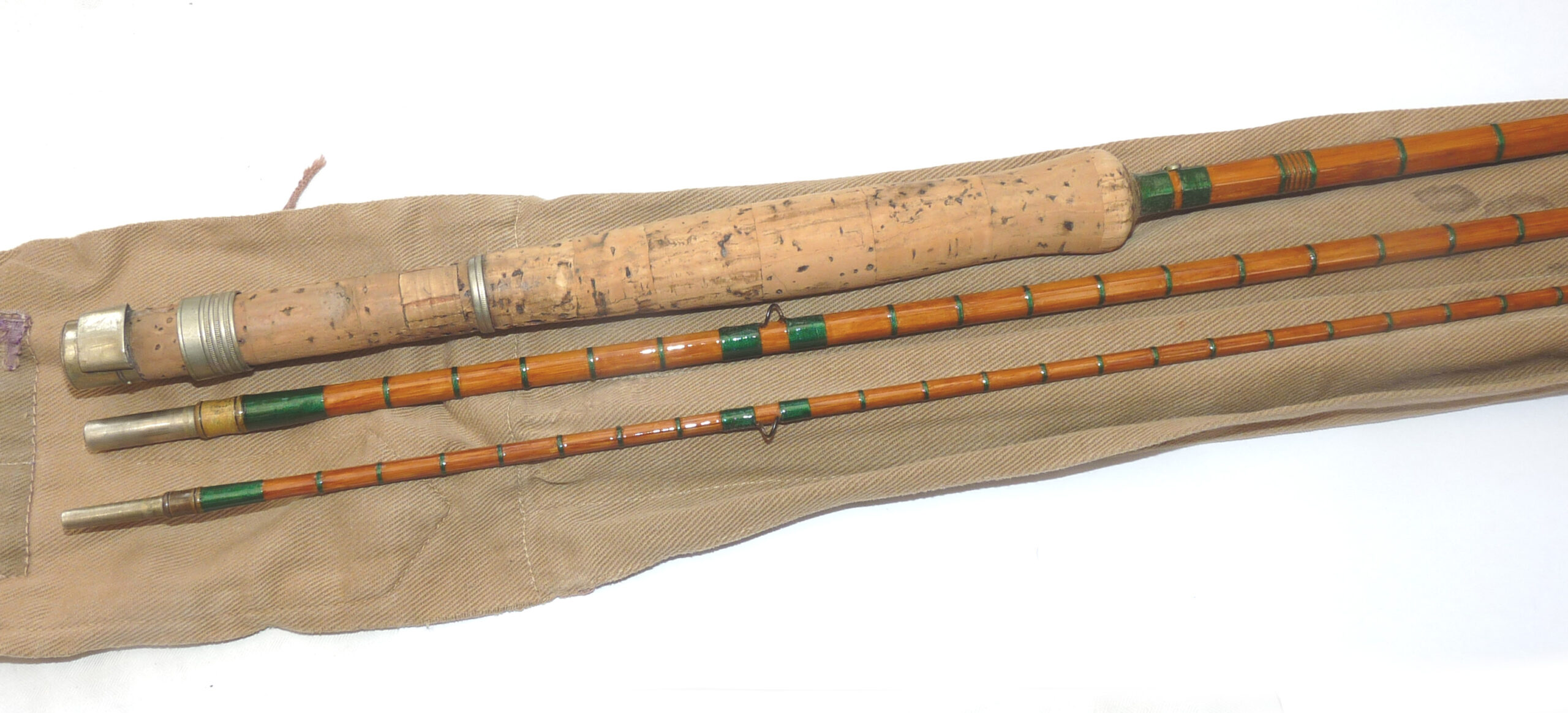 E. Kerry of Lockton, Pickering, York 9’6”, 3 piece split cane trout fly rod line #6 good to use