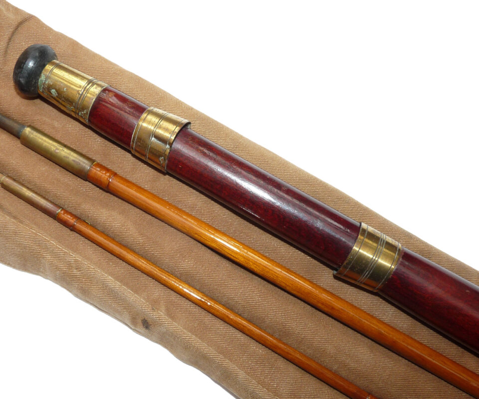 J Bernard & Son 10’6” 3 pce greenheart trout fly rod + polished wood handle