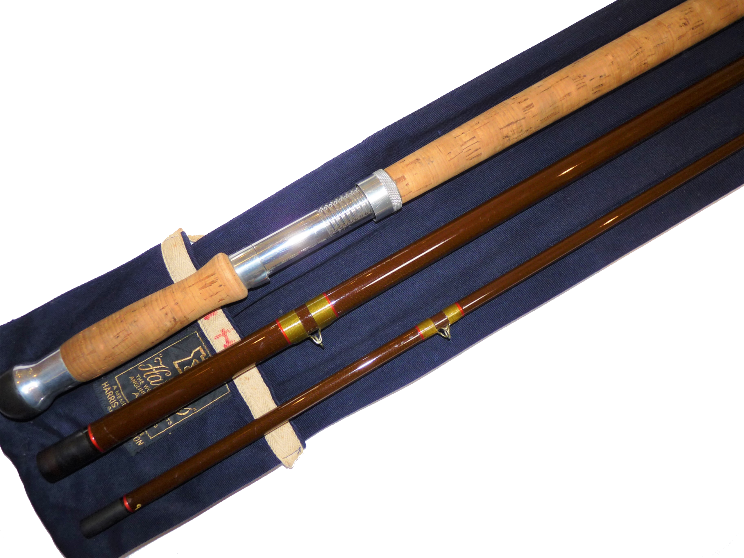 Hardy Salmon Fly 14’ 3 piece brown fibalite rod line #10 Hardy bag