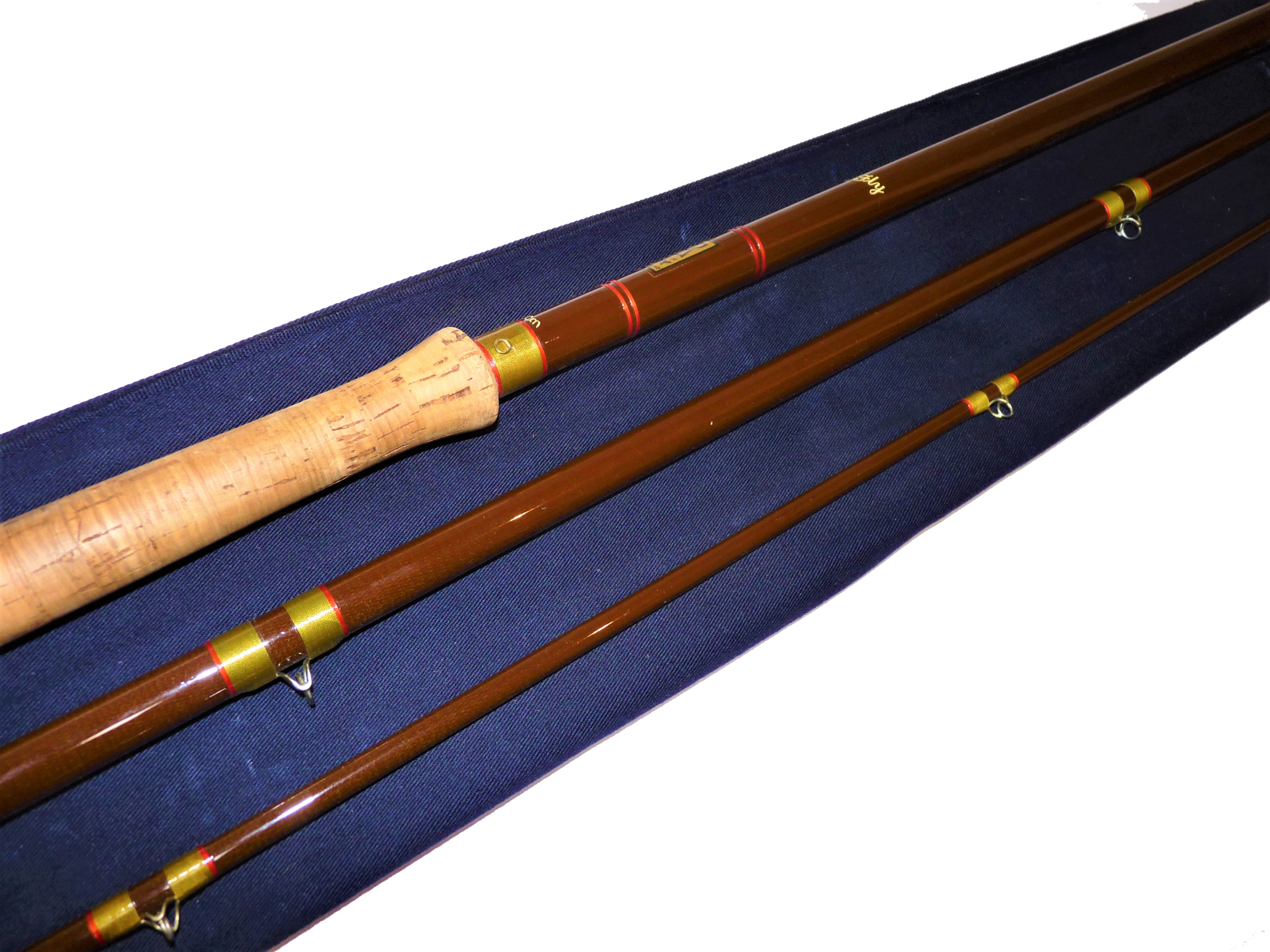 Hardy Salmon Fly 14’ 3 piece brown fibalite rod line #10 Hardy bag - Image 2