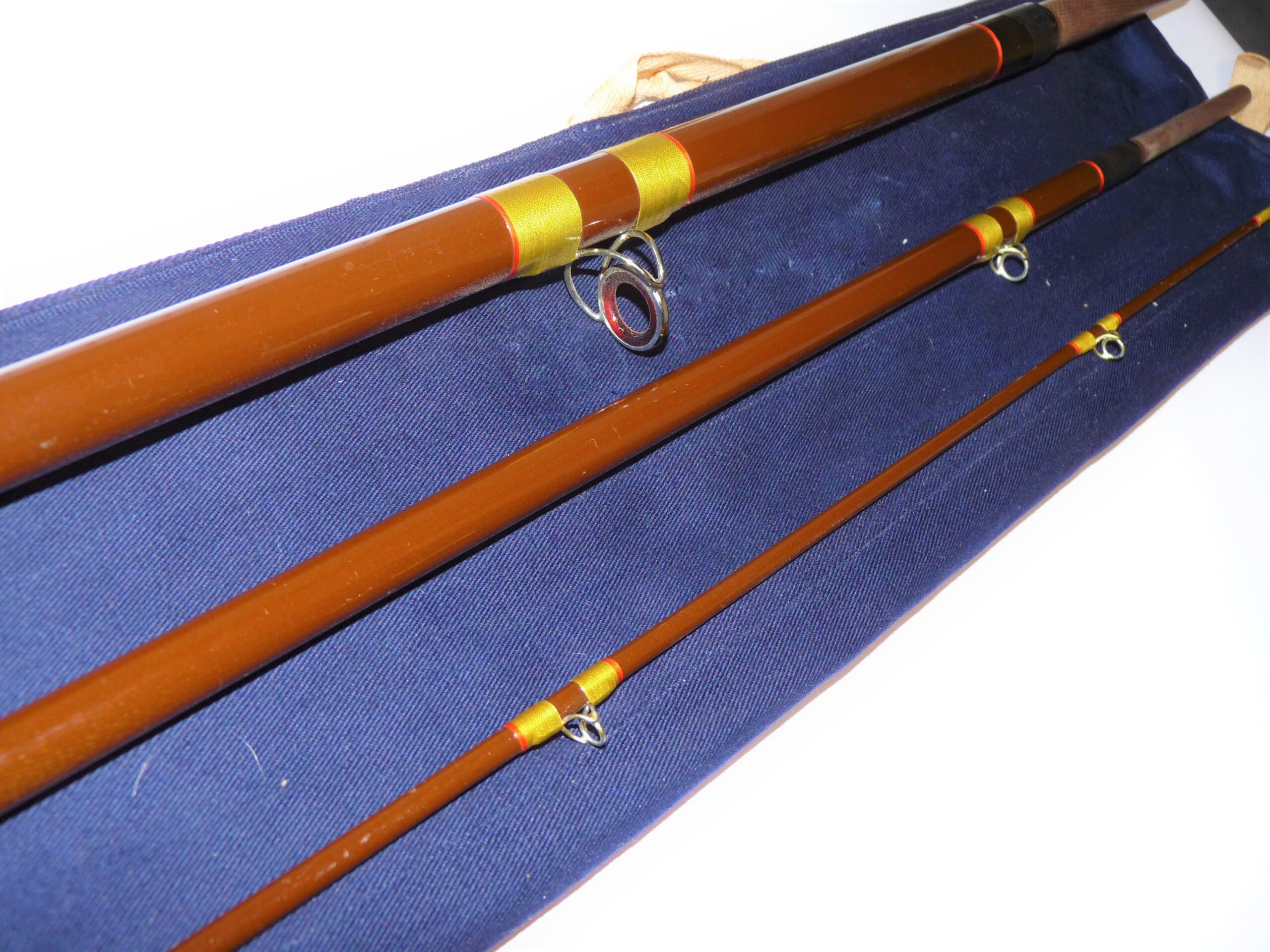 Hardy Salmon Fly 14’ 3 piece brown fibalite rod line #10 Hardy bag - Image 4