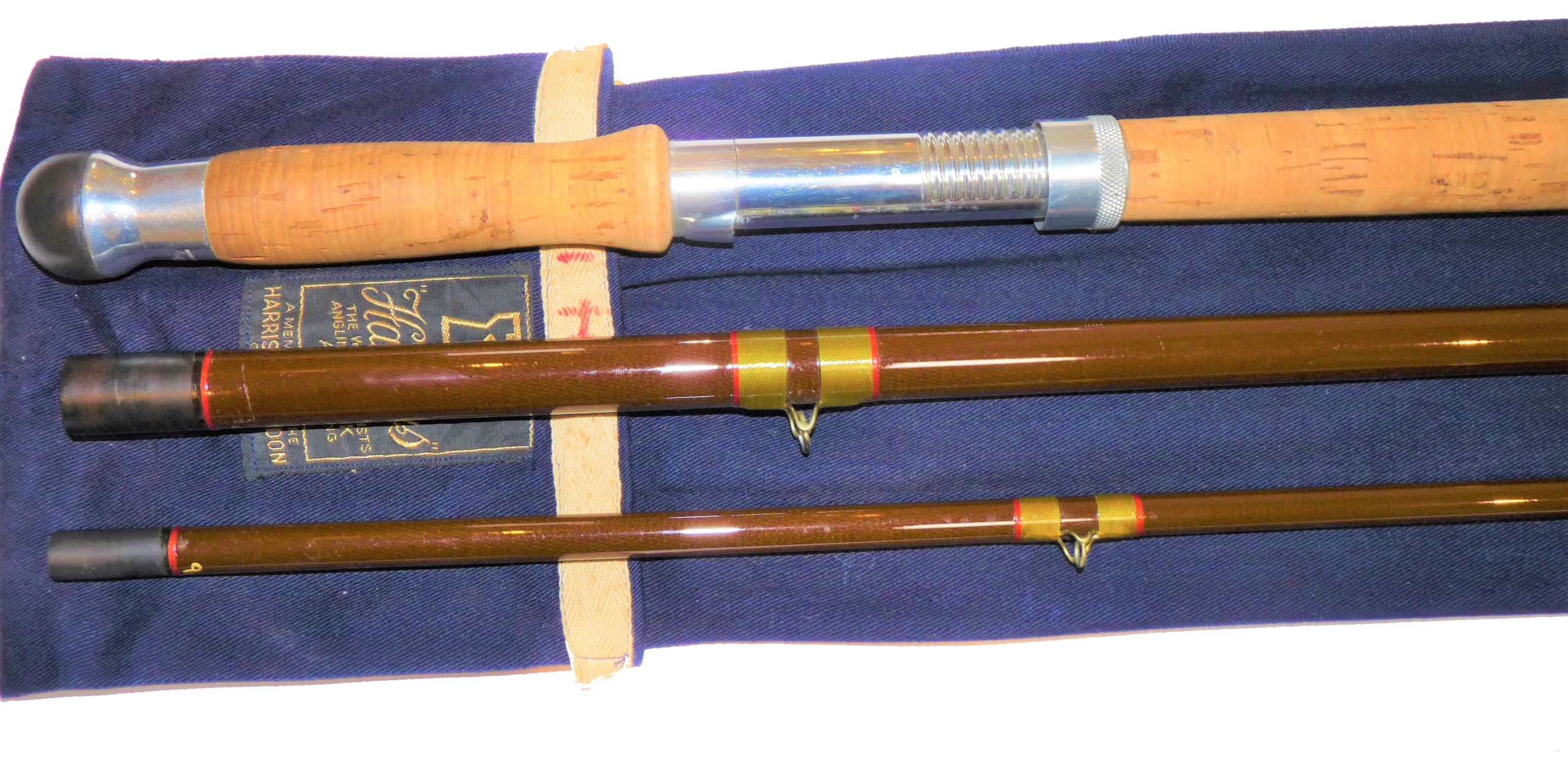 Hardy Salmon Fly 14’ 3 piece brown fibalite rod line #10 Hardy bag - Image 6