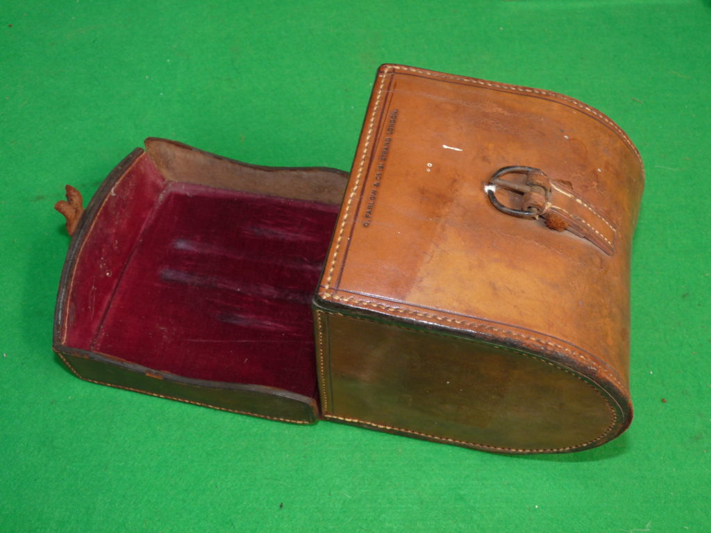 Farlow 191 Strand ex wide block leather reel case perfect or patent lever reels
