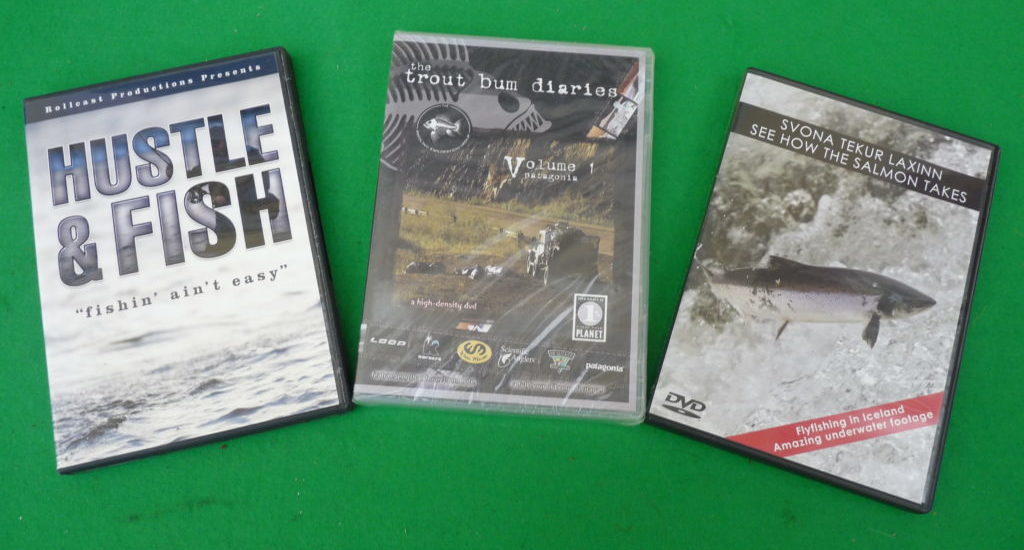 3 Fishing DVDs The Trout Bum Diaries, Hustle & Fish, Svona Tekur Laxinn See How The Salmon Takes