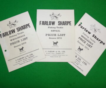 3 Farlow Sharpe fishing tackle wholesale and retail price lists