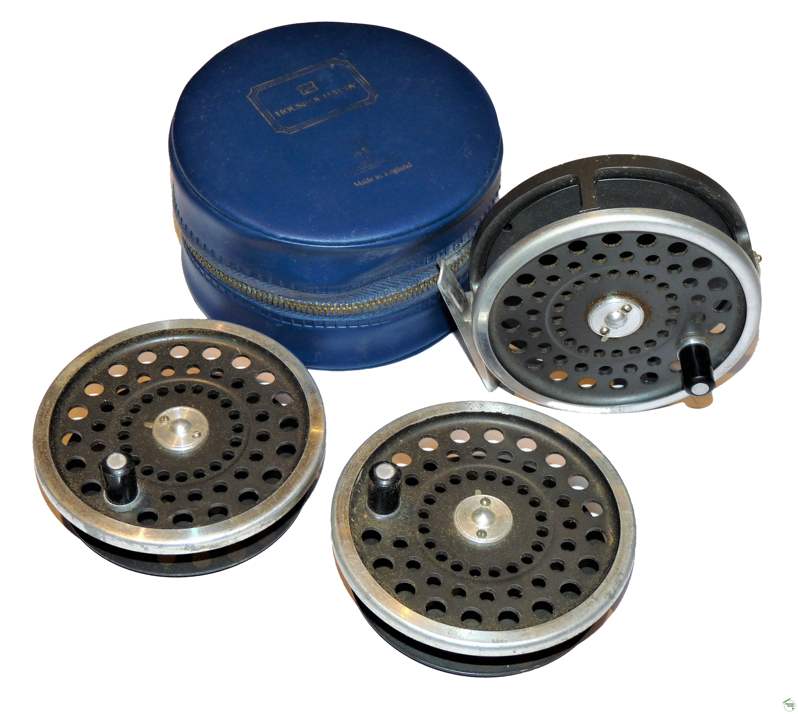 Hardy Marquis #8/9 fly reel, 2 spare spools & padded case