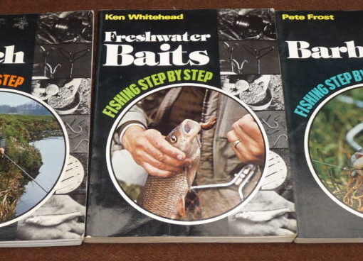 3 Fishing Step by Step books, Barbel, Roach Freshwater Baits, 1976 1st editions