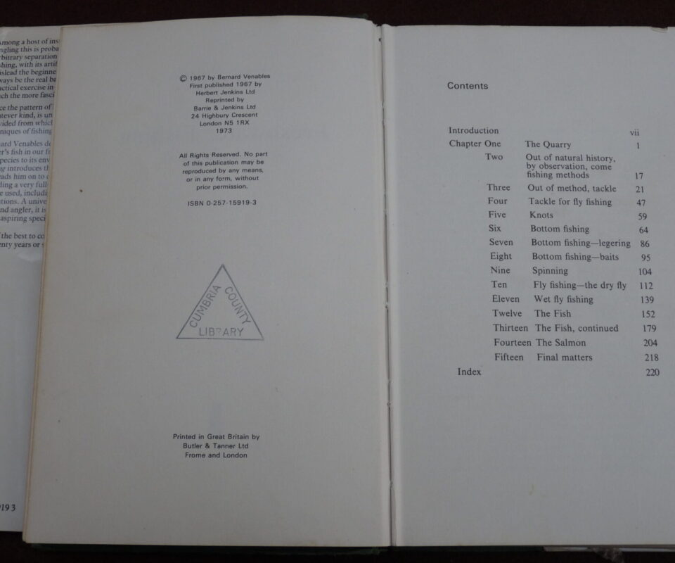 Alternative view of Freshwater Fishing, Bernard Venables, 1967 1st edition fishing book