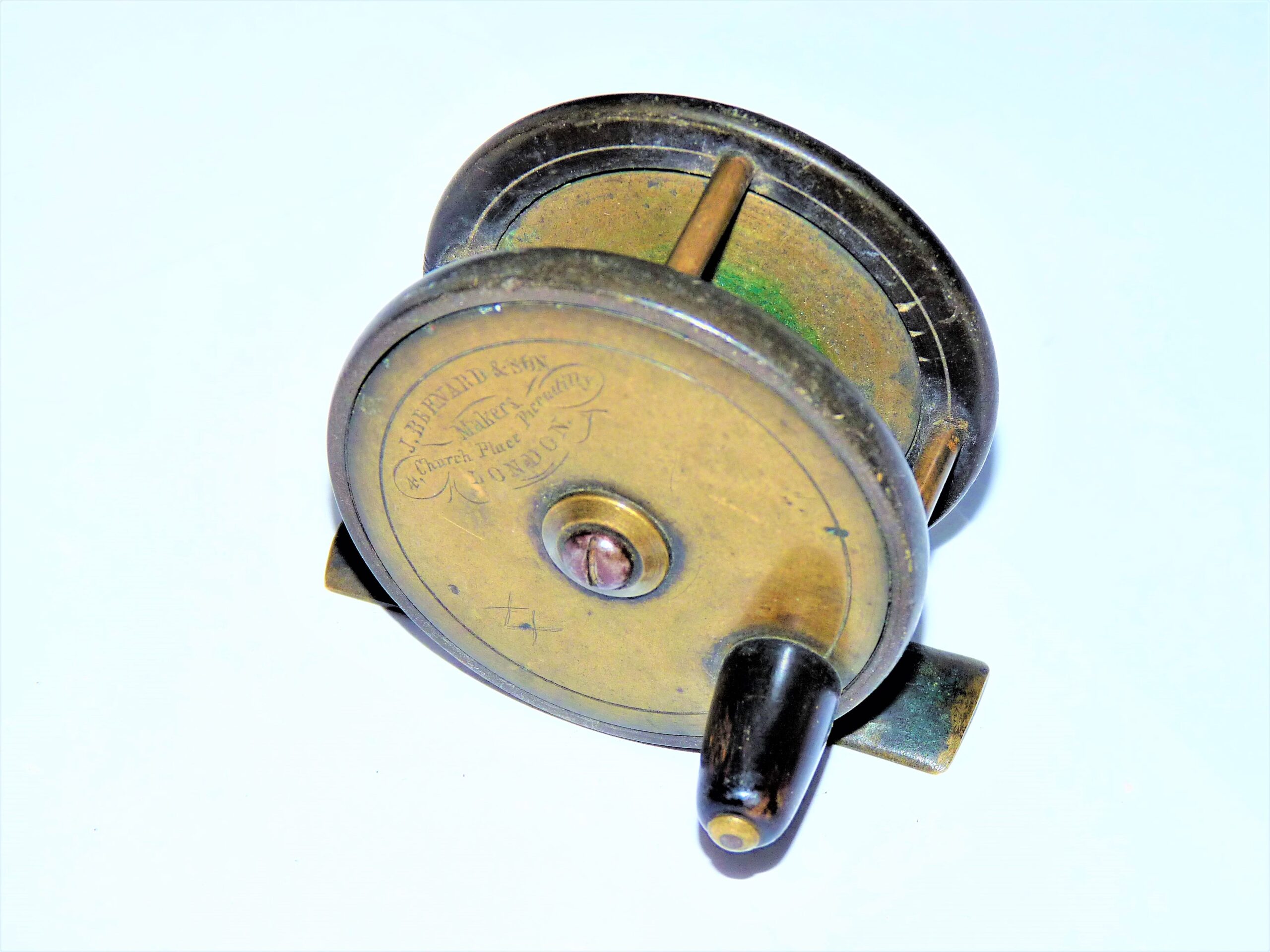 J Bernard & Sons, London 2.5" brass & ebonite reel - Image 5