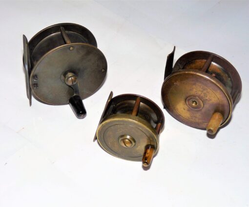 3 English vintage brass reels 2
