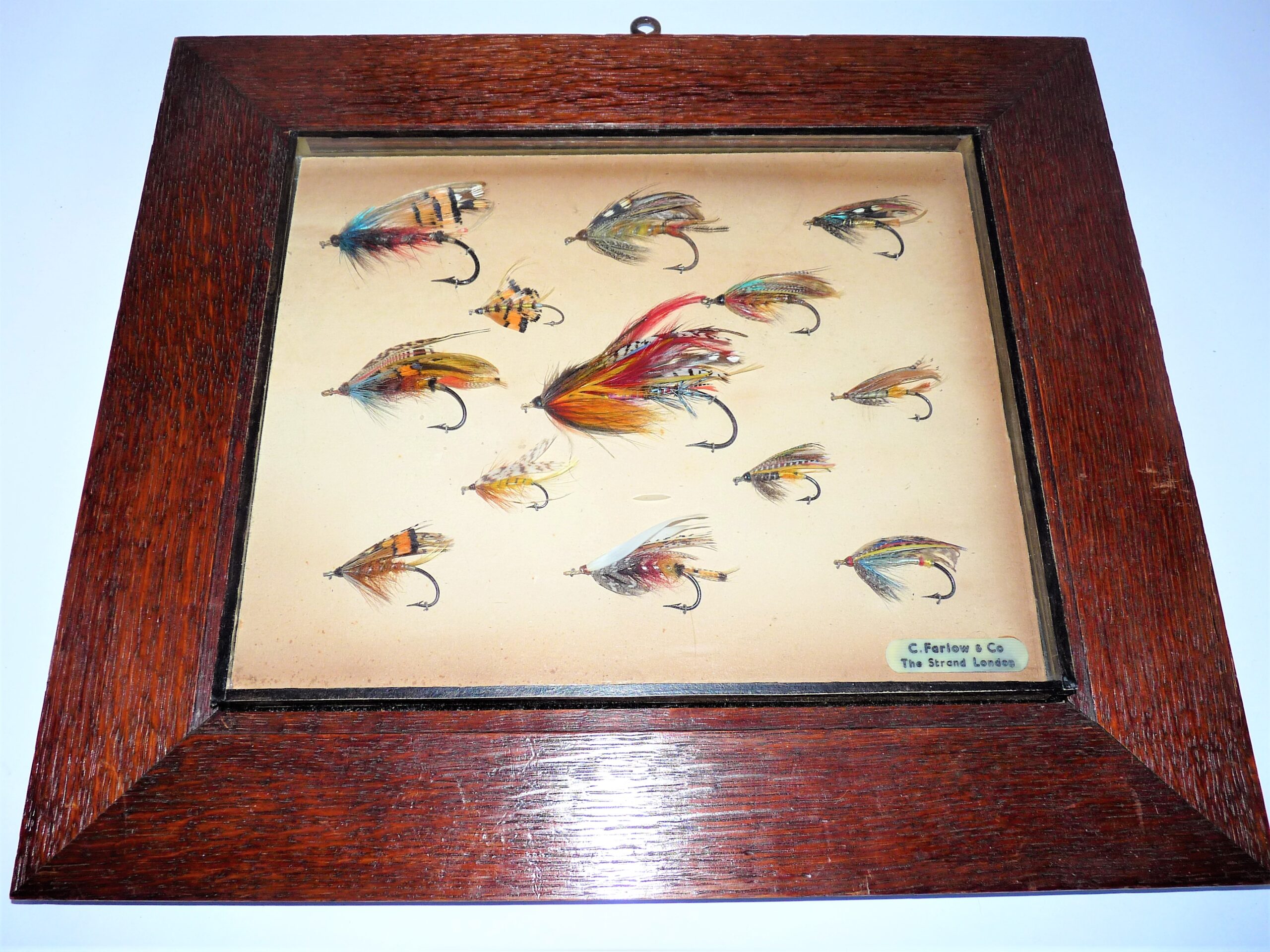 C Farlow & Co The Strand London Atlantic salmon flies in wooden presentation display frame