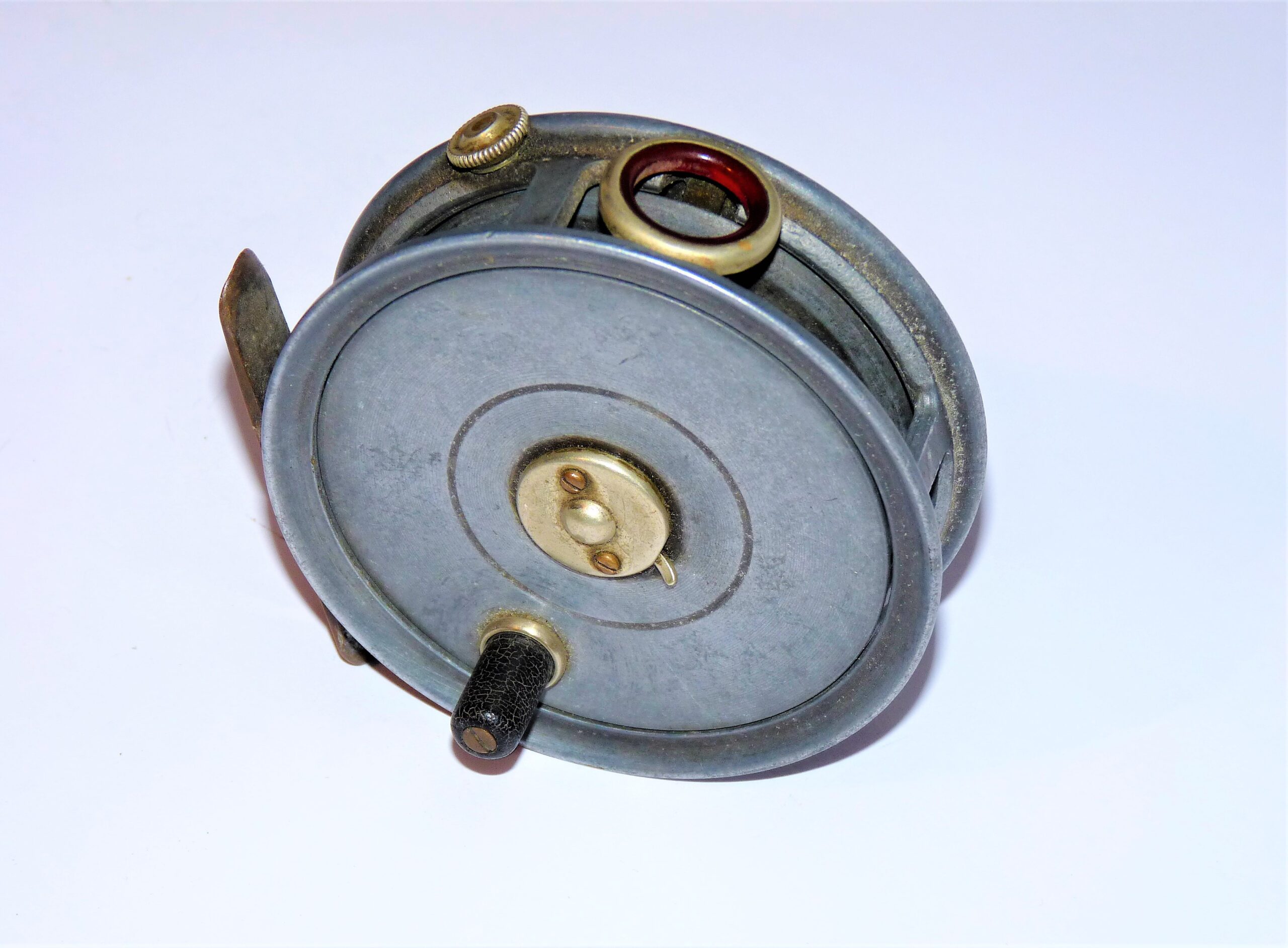 J W Young 14A 3.5" vintage fishing reel with red agate line guard - Image 2