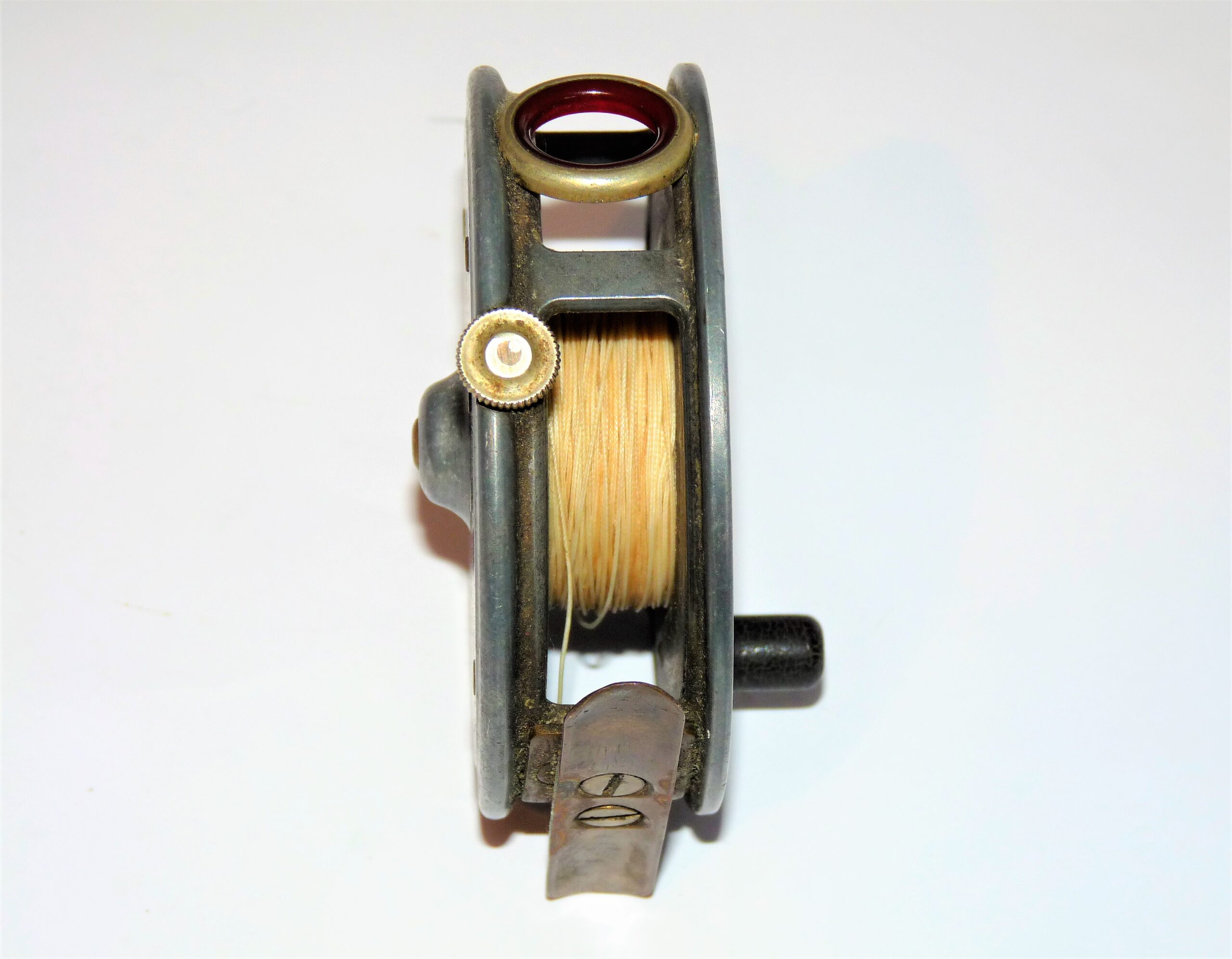 J W Young 14A 3.5" vintage fishing reel with red agate line guard - Image 7