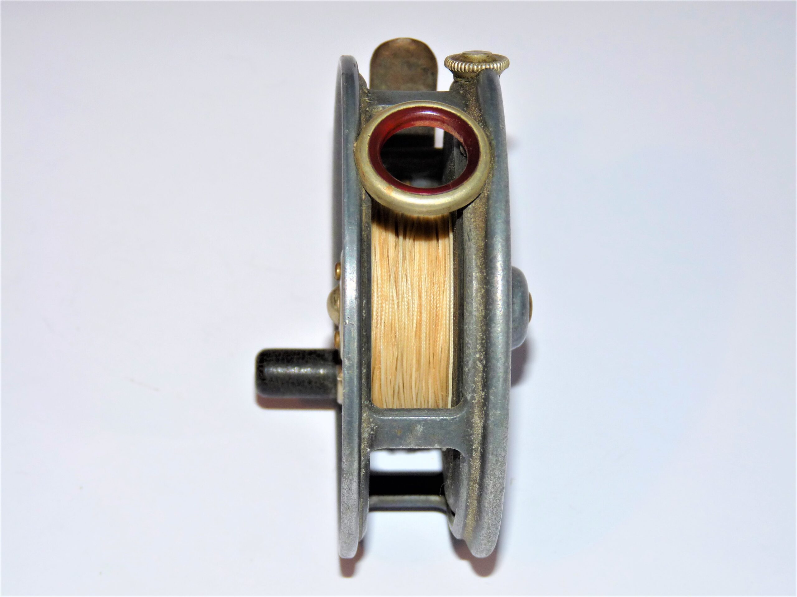J W Young 14A 3.5" vintage fishing reel with red agate line guard - Image 6