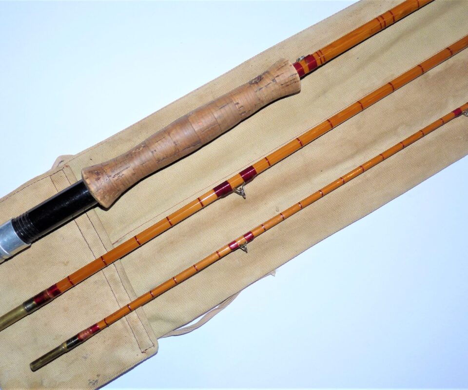 Vintage split cane 9' 3 piece fishing rod & bag to display or fish