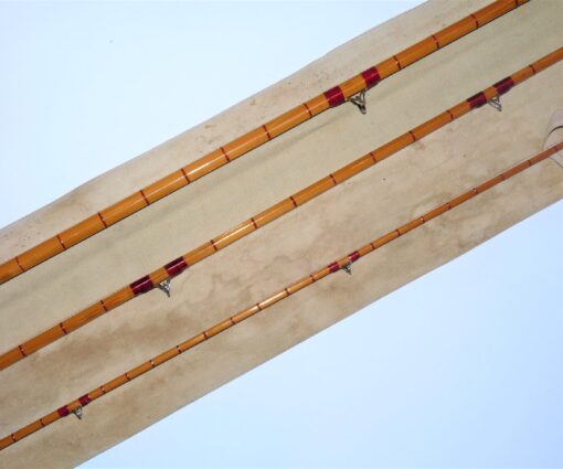 Alternative view of Vintage split cane 9' 3 piece fishing rod & bag to display or fish