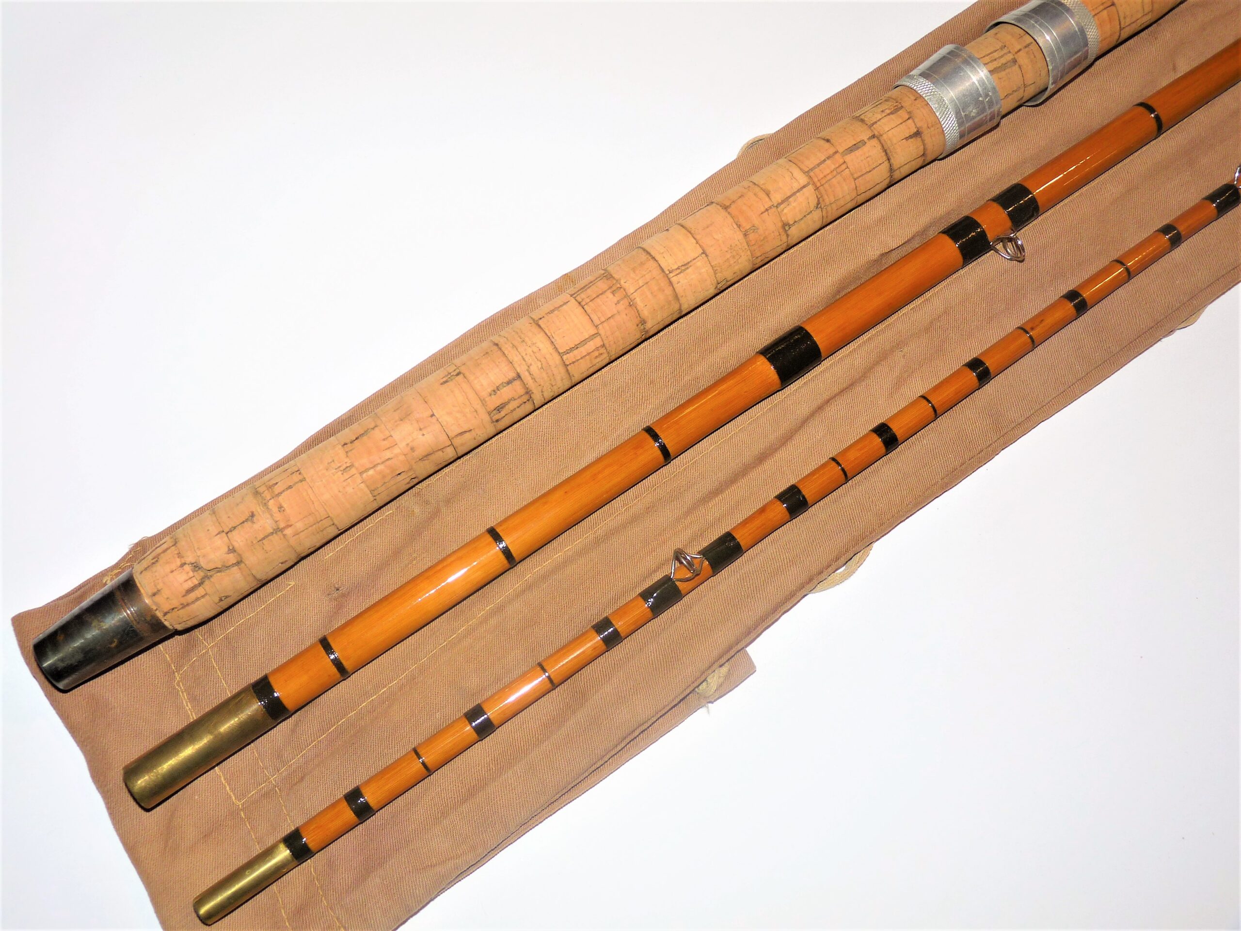 Sowerbutts Of London Thames style 10 6" whole cane fishing rod three-piece  superb decorative
