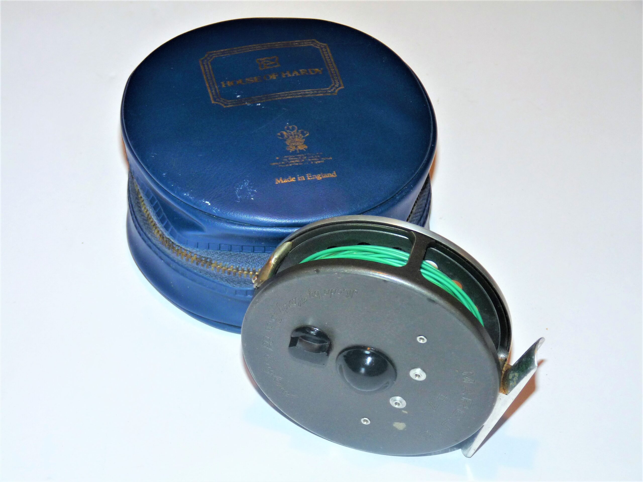 Hardy Marquis No 7 trout fly reel with Hardy padded blue zip case