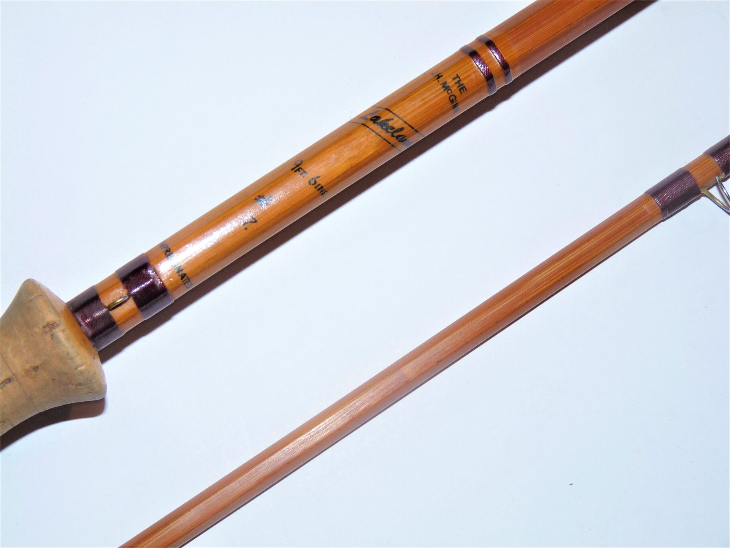 JH McGinn Lakeland 9’6” Two Piece Splitcane Trout Fly Rod #7